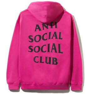 Anti Social Social Club Flamingo Hot Pink Cotton Hoodie Sweatshirt Size S